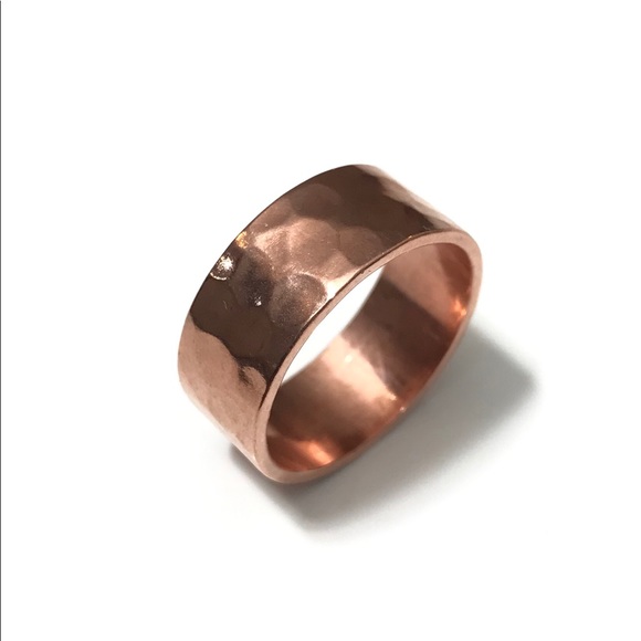8mm Solid Copper Hammered Ring - Picture 6 of 7
